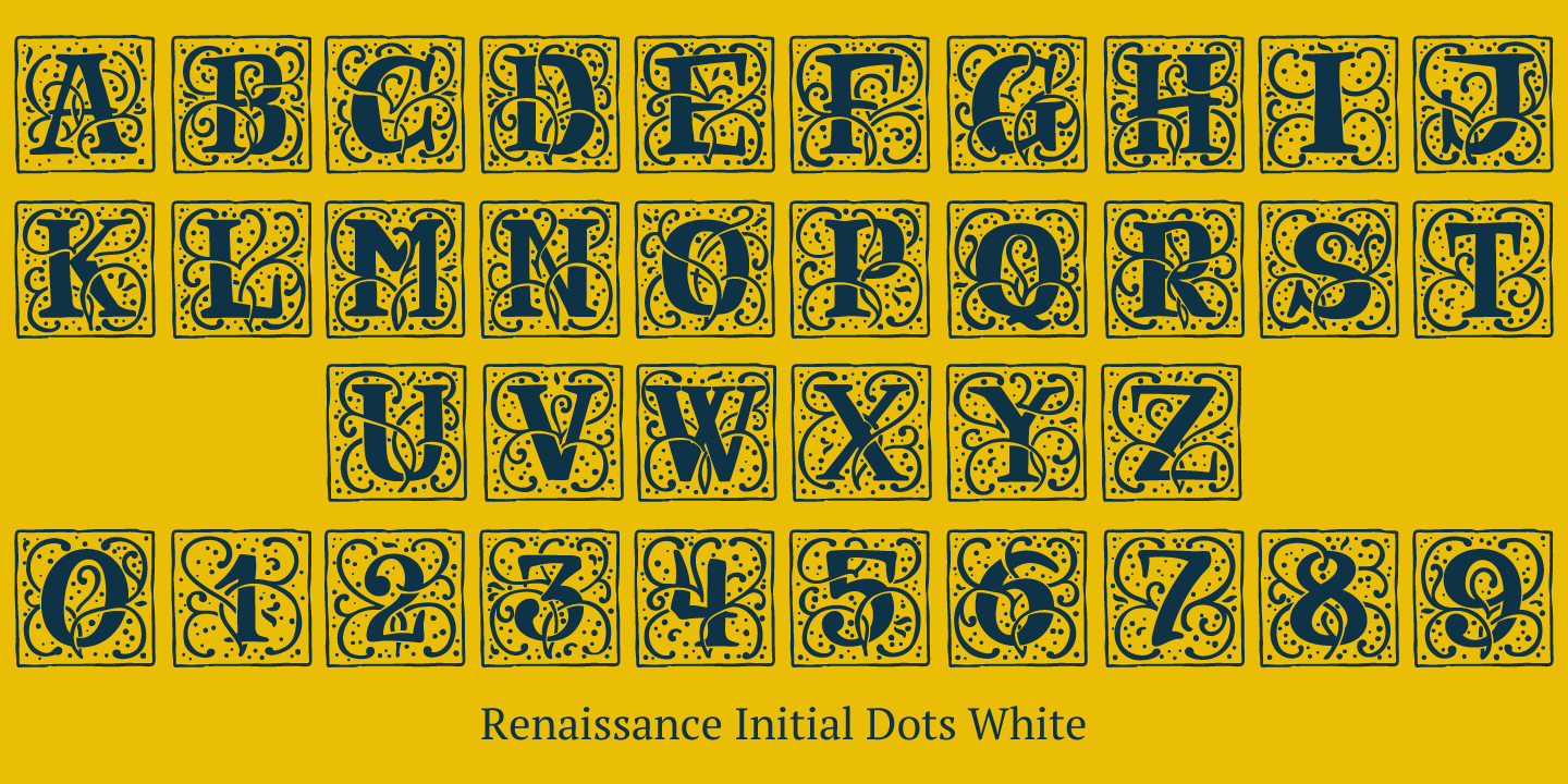 Przykład czcionki Renaissance Initial Dots Black